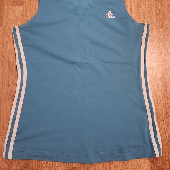 Adidas Training Active Stretch V-Neck Tank Top Turquoise Blue Medium - Picture 3 of 13